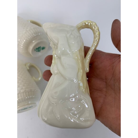 Lot Of 3 VTG Belleek Bone China Mini Pitchers Creamers Ireland 8809 Maiden - Picture 5 of 12